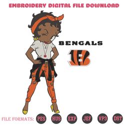 Cincinnati Bengals Team Betty Boop Embroidery Design File