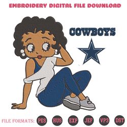 Dallas Cowboys Black Girl Betty Boop Embroidery Design File