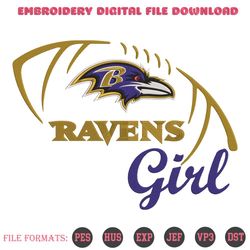Football Baltimore Ravens Girl Embroidery Design Download