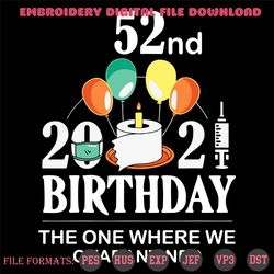 52nd 2021 Birthday The One Where We Quarantined Svg, Birthday Svg, 2021 Birthday Svg, Bloon Svg, Toilet Paper Svg, Vacci