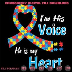 I Am His Voice He Is My Heart Autism Awareness Svg, Autism Svg, Autism Awareness Svg, Autism Mom Svg, Autism Ribbon Svg,