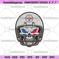 Skull Helmet Pittsburgh Steelers Logo NFL Embroidery Design