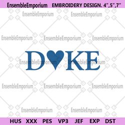 NCAA Duke Wordmark Logo Embroidery, Duke Heart Logo Machine Embroidery Files