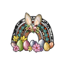 Rainbow Retro Rabbit Eggs Png Rabbit Png Digital Download File