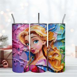 3D Rapunzel Art Tumbler Design, Disney Princess Wrap, 20oz Skinny Tumbler Instant Download