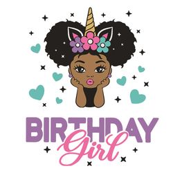 Black Girl Birthday Svg, Birthday Svg, Unicorn Birthday Svg, Peekaboo Girl Svg, Black Little Girl Svg, Afro Princess Svg