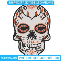 Sugar Skull Chicago Bears NFL Embroidery Design Download