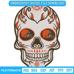 Sugar Skull Cleveland Browns NFL Embroidery Design Download