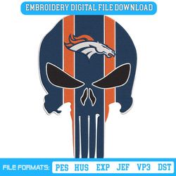 Denver Broncos NFL Team Skull Logo Embroidery Design
