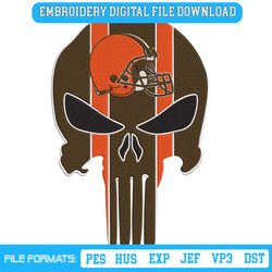 Cleveland Browns NFL Team Skull Logo Embroidery Design Download
