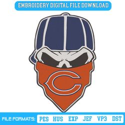 Chicago Bears Skull Bandana NFL Embroidery Design Download