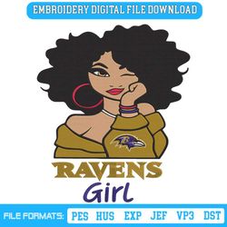 Ravens Black Girl Embroidery Design File Download