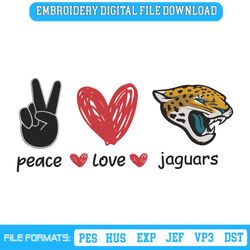 Peace Love Jacksonville Jaguars Embroidery Design File Download