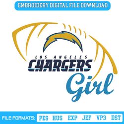 Football Los Angeles Chargers Girl Embroidery Design Download