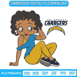 Los Angeles Chargers Black Girl Betty Boop Embroidery Design File