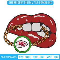 Kansas City Chiefs Inspired Lips Embroidery Design Download