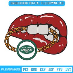 New York Jets Inspired Lips Embroidery Design Download