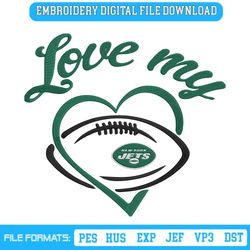 Love My New York Jets Embroidery Design File