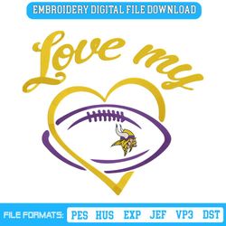 Love My Minnesota Vikings Embroidery Design File Download