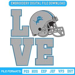 Love Helmet Detroit Lions Embroidery Design Download File