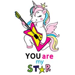 Unicorn You Are My Star Svg, Trending Svg, Unicorn Svg, Guitar Svg, Star Svg, Cute Unicorn Svg, Rainbow Unicorn Svg, Fab