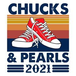 Vintage Chucks And Pearls 2021 Svg, Trending Svg, Kamala Harris Svg, VP 2021 Svg, Madam VP Svg, Chucks And Pearls, Conve