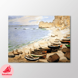 Boats in Etretat by Claude Monet Canvas Wall Art