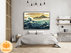 seascape canvas print art, waves canvas wall decor, mountain scenery canvas print art, souvenir canvas wall decor
