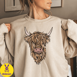 Highland Cow Sweatshirt  Highland Cow Crewneck  Cow Sweatshirt Cute Cow Shirt Highlander Shirt Cow Shirts for Women  Wes