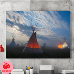 American Indian Art,indian Art Canvas Poster,native Indians Teepee Hut Painting,native Indianprinted Picture Wall Art,na