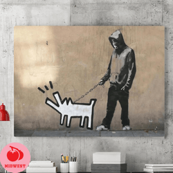 Banksy's Barking Dog Canvas Wall Art Painting, Doodle Dog Art, Banksy Posters, Street Art, Barking Dog Art Canvas, Home
