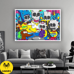simpson skull canvas wall art , cartoon character canvas painting , skull simpson canvas print , ready to hang canvas pr