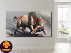 Bull Decor Wall art, Animal Wall Art Canvas Print, Entrepreneur Motivation, Bull Statue, Bull Poster, Dad Gift, animal d