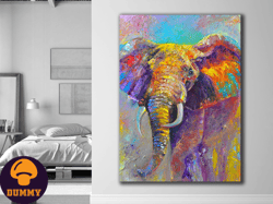 Vibrant Majesty The Colorful Elephant,Bright Colors, Contemporary Art, Bold Artwork, Home Decoration, Bedroom Art, Livin