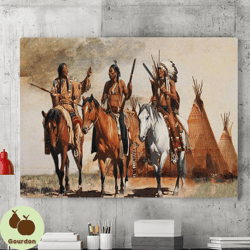 American Indian Art Printed Picture Wall Art Decorati,native Indian Poster,group Of Native Indian ,horses Painting,ameri