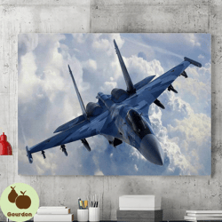 Blue Aircraft Canvas Wall Art Painting, Canvas Wall Decoration, Aircraft Poster, Living Room Wall Art, Room Decoration
