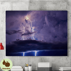 Lightning Sky Storm Canvas Wall Art Painting, Canvas Wall Decoration, Lightning Painting,Nature Poster,Living Room Wall