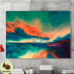 Sunset Cloud Landscape Psychedelic Canvas Wall Painting, Canvas Wall Art, Abstract Landscape Posters, Contemporary Wall