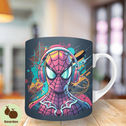 3d colorful spider man Mug Wrap, 11oz And 15oz Mug Template, Mug Sublimation Design, Mug Wrap Template, Instant Digital