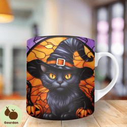 3d halloween pumpkin cat hat Mug Wrap, 11oz And 15oz Mug Template, Mug Sublimation Design, Mug Wrap Template, Instant Di