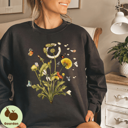 Butterfly and Dandelion Botanical Shirt, Dandelion Shirt, Botanical Plant Shirt, Butterfly Lover Shirt