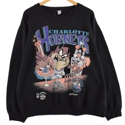 Vintage 90s Charlotte Hornets Looney Tunes Shirt, NBA Crewneck Sweatshirt, Retro Hornets Hooded,Vintage Hornets Shirt, C