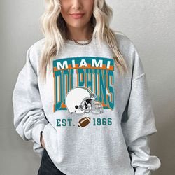 Vintage Miami Football Unisex tshirt and Crewneck, Miami Dolphins Sweatshirt, American Football Sweatshirt, Miami Dolphi