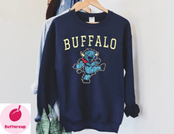 Vintage Buffalo Football Cute Mascot  Dancing Navy SweatShirt , Buffalo Football Team Retro Unisex Sweater, American Foo