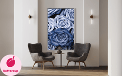 blue roses canvas print art, light blue roses canvas print art, bouquets of light blue and dark blue roses canvas wall d