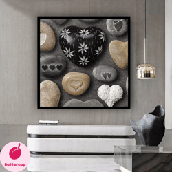 heart canvas painting , stone heart canvas wall art , heart canvas print , modern home decor,ready to hang canvas print