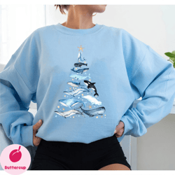 Whale Christmas Tree Shirt, Whale Christmas Shirt, Whale Lover Shirt, Ocean Animal Shirt