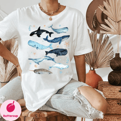 Whale Variety Shirt, Marine Life Conservation, Environment Shirt, Save the Ocean