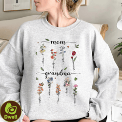 grandma flowers shirt, grandma gardens with kids name, personalized gifts for grandma, mothers day shirt