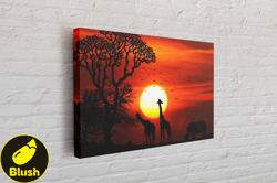 African Safari Giraffe silhouette Wall Art Canvas Print. Canvas Wall Art Canvas Design, Home Decor Ready To Hang
